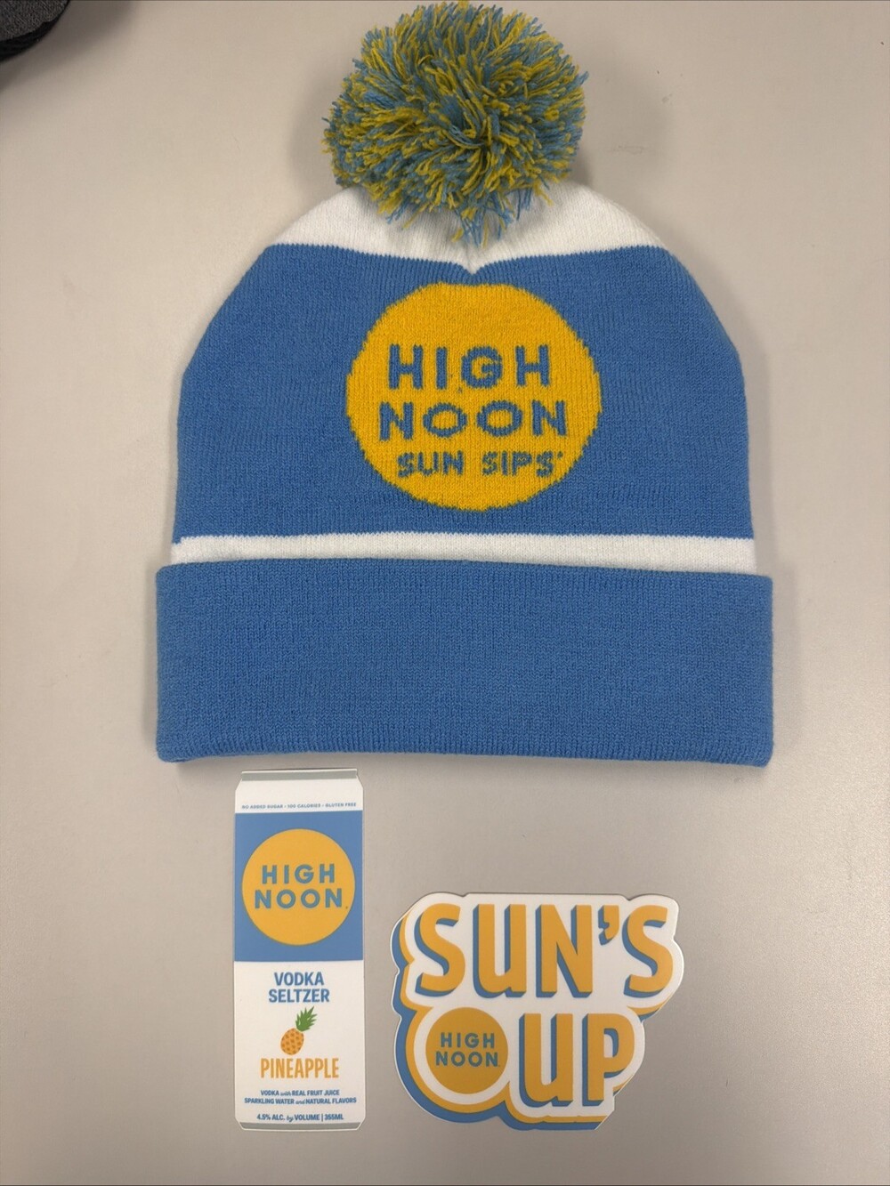 High Noon Sunsips Seltzer Vodka Beanie Hat & Decals New Without Tags